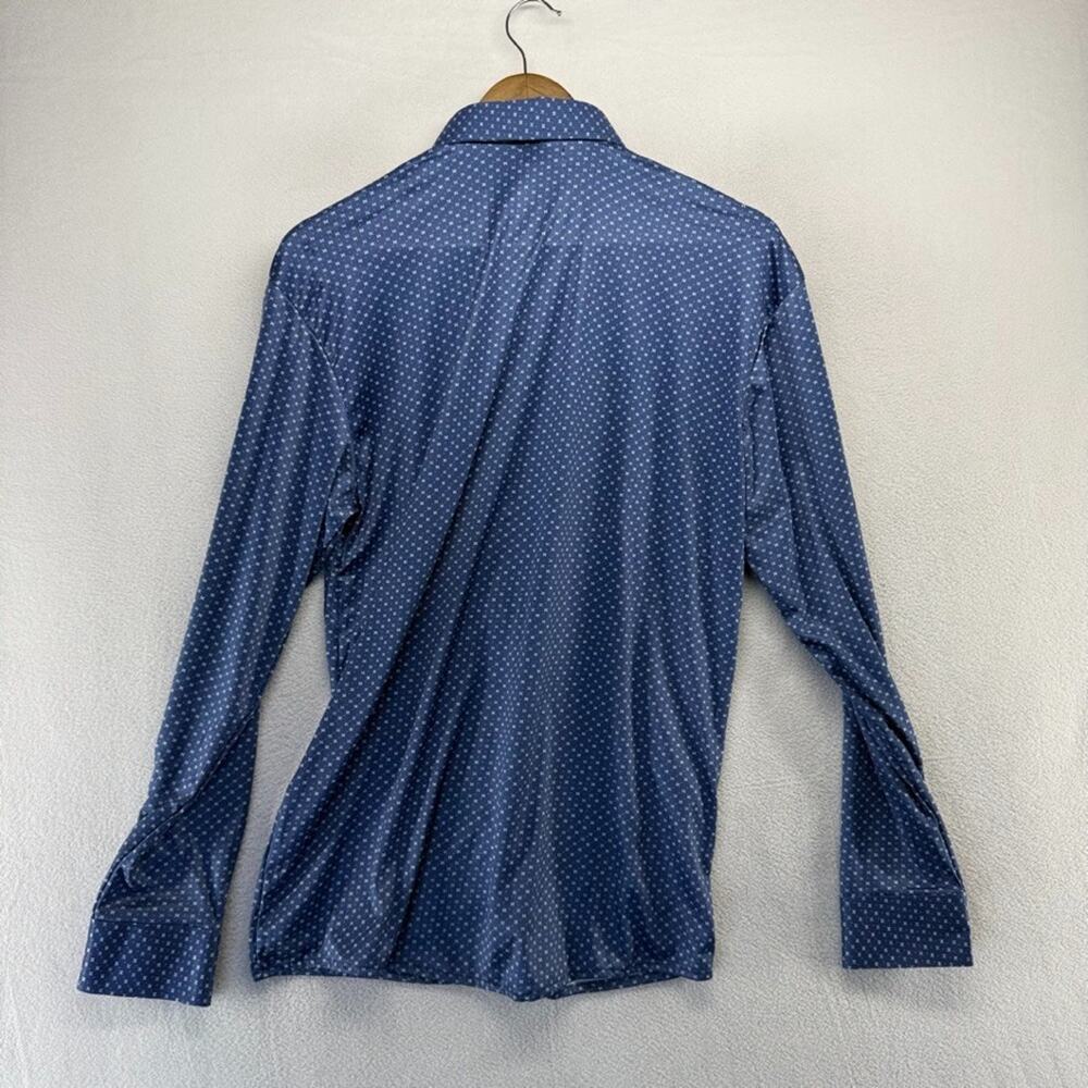 Collars Co Dress Shirt Men's Medium Blue Geometric Business Office Stiff NEW - Picture 6 of 7